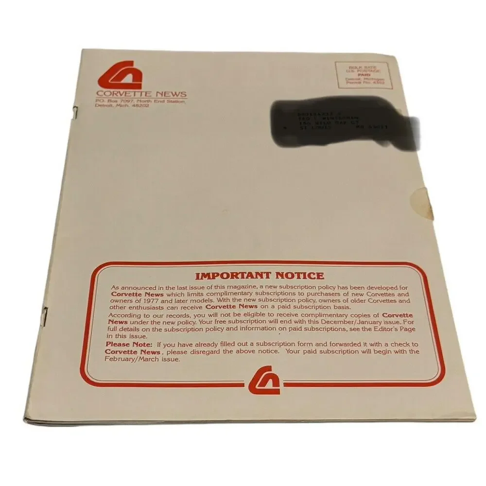Corvette News original mailing